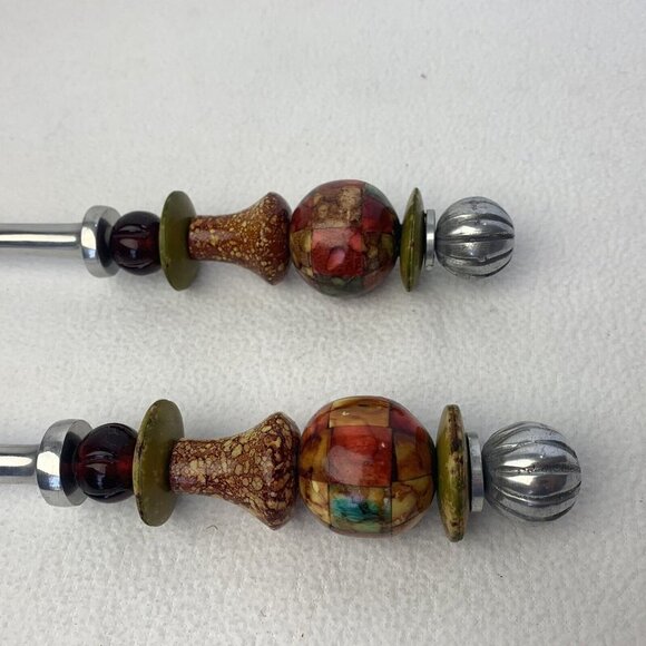 MCM Salad Utensils Fork Spoon Acrylic Beaded Handle 11.5” - Picture 4 of 7